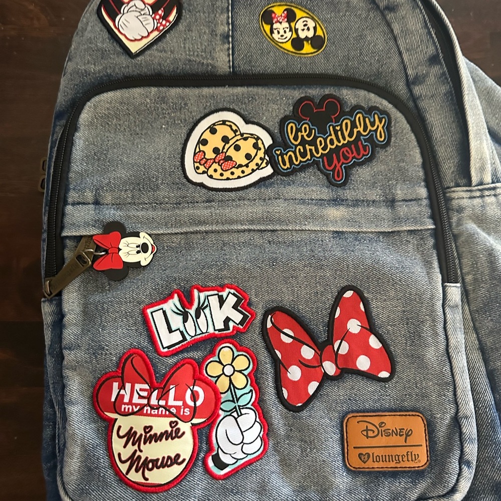 Disney x Loungefly Denim-Style Minnie Mouse Backpack - Gray